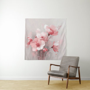 Tapiz Flores rosadas, blancas y grises
