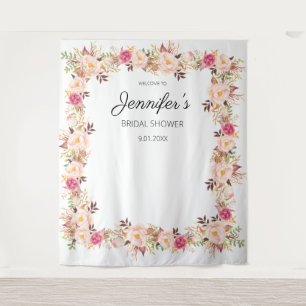 Tapiz Flores rosadas sonrojadas para ducha de novia o fi