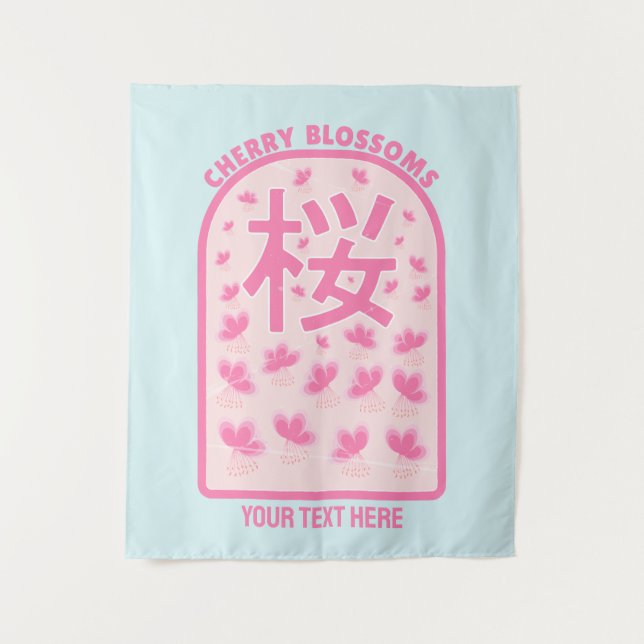 Tapiz Flores rosas de cerezo en flor Japón (Anverso)