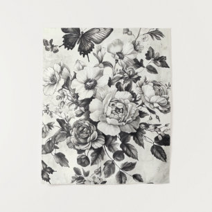 Tapiz Flores rusticas y mariposa - Papel de edad (3)