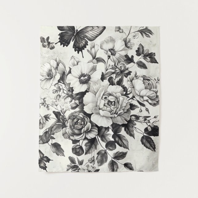 Tapiz Flores rusticas y mariposa - Papel de edad (3) (Anverso)