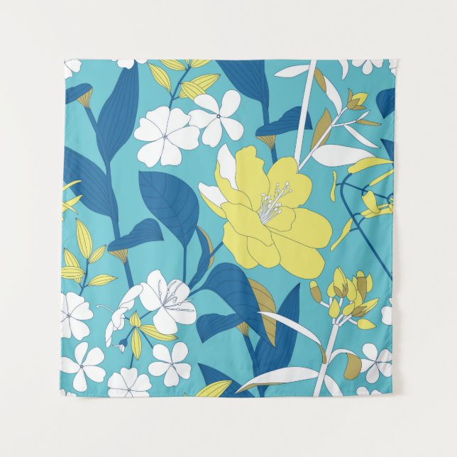 Tapiz Flores silvestres sin fisuras en fondo blanco  (Anverso)