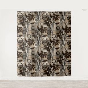 Tapiz Flores sobre un fondo a cuadros en un estilo rústi