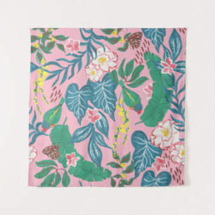 Tapiz Flores tropicales abstractas, patrón de pintura gu