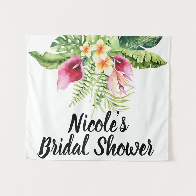 Tapiz Flores tropicales Floral Bouquet Bridal Shower (Anverso (horizontal))