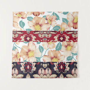 Tapiz Flores vintage naranja con un borde paisajista imp