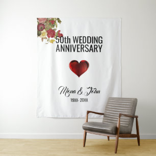 Tapiz Flores Y Corazón Rojo