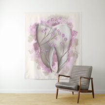 Flores y dientes, pintura surrealista. Arte dental