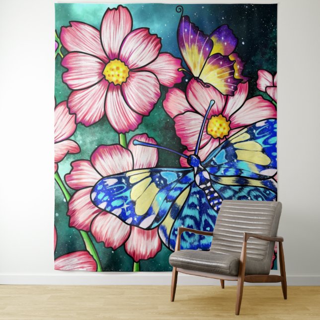 Tapiz Flores y mariposa azul (In situ)