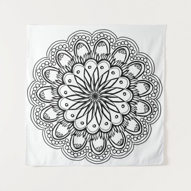 Tapiz Flowers mandala hand drawing (Anverso)