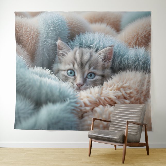 Tapiz Fluffy Kitten in a Soft Blanket (In situ (horizontal))