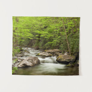 Tapiz Flujos de horquilla recta a través del bosque