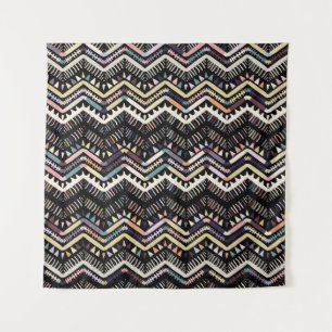 Tapiz Folclore geométrico Ikat, patrón tribal azteca.