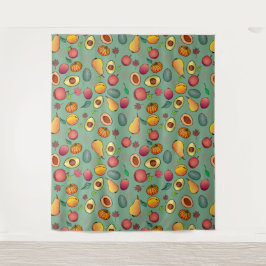 Tapiz Foliage de calabaza de frutas con colores vivos de