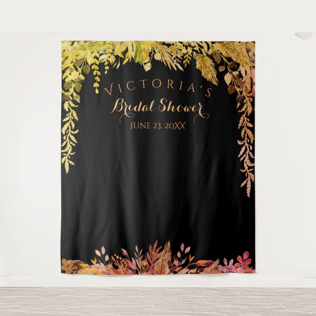 Tapiz Foliage de Otoño Bridal Shower Photo Booth Fondo (Anverso)