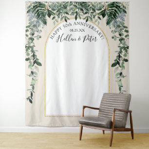 Tapiz Follaje de acuarela beige con fondo de arco modern
