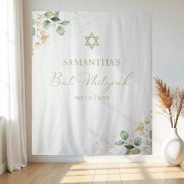 Tapiz Fondo acuático Bat Mitzvah | Greenery Gilded
