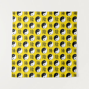 Tapiz Fondo amarillo Patrón Yinyang chino