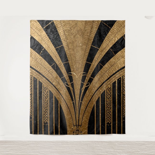 Tapiz Fondo Art Déco Negro y Dorado (Anverso)
