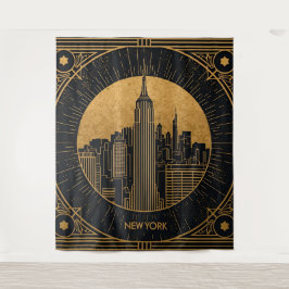 Tapiz Fondo Art Déco Negro y Dorado