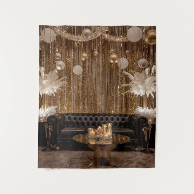 Tapiz Fondo Art Déco Negro y Dorado (Anverso)