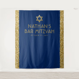 Tapiz Fondo azul y dorado para fotos de Bar Mitzvah