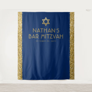 Tapiz Fondo azul y dorado para fotos de Bar Mitzvah