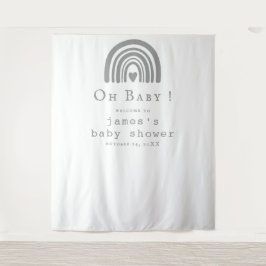 Tapiz Fondo Baby Shower Blue Boho Rainbow