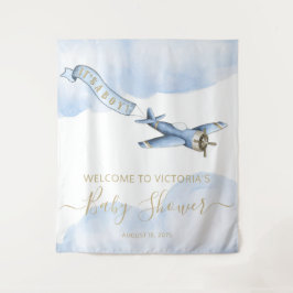Tapiz Fondo Baby Shower de avión de vintage