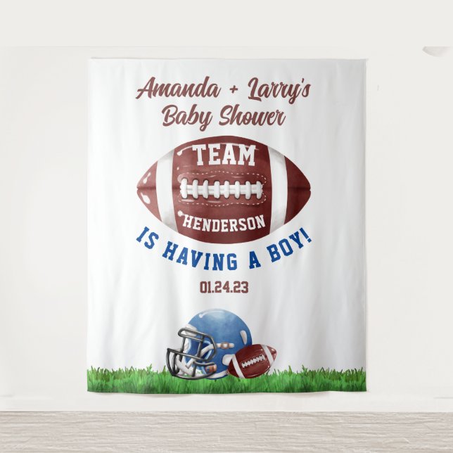 Tapiz Fondo Baby Shower de fútbol (Anverso)