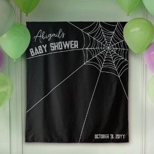 Tapiz Fondo Baby Shower de Halloween con gran araña