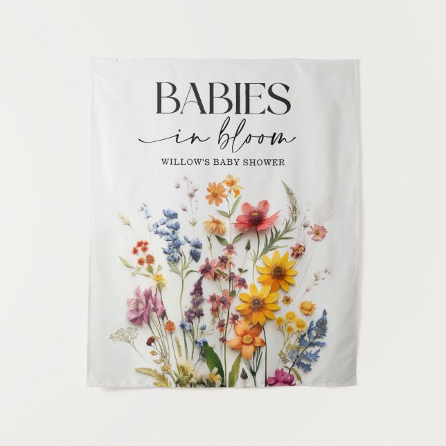 Tapiz Fondo Baby Shower de los gemelos Wildflowers presi (Anverso)