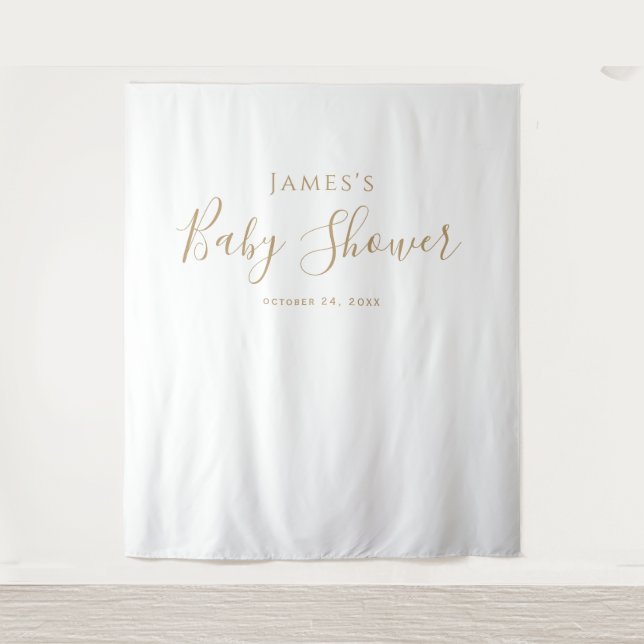 Tapiz Fondo Baby Shower de oro minimalista (Anverso)