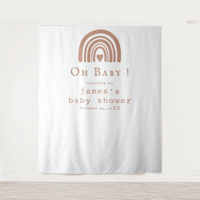 Tapiz Fondo Baby Shower del arcoiris de Boho (Anverso)