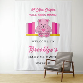 Tapiz Fondo Baby Shower del libro de cuentos rosa Teddy