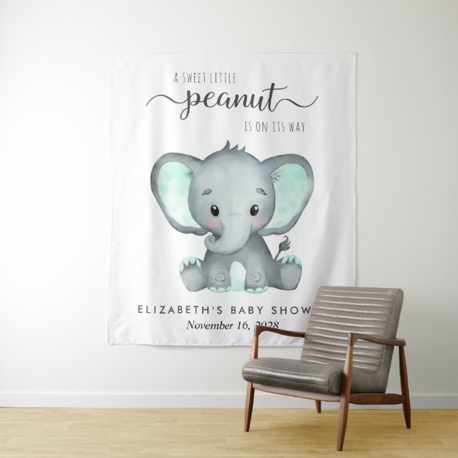 Tapiz Fondo Baby Shower Elephant Watercolor (In situ)
