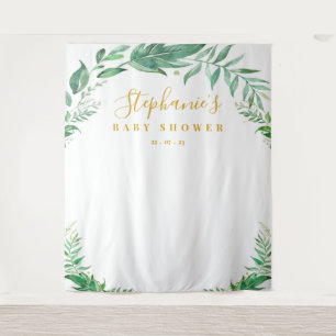 Tapiz Fondo Baby Shower Eucalyptus Greenery Gold