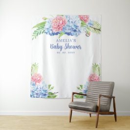 Tapiz Fondo Baby Shower Floral Blue Hydrangea