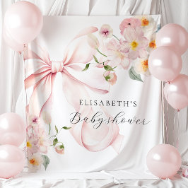 Tapiz Fondo Baby Shower Floral Pink Bow Coquette