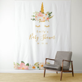 Tapiz Fondo Baby Shower Gold Unicorn