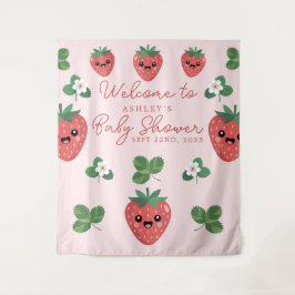 Tapiz Fondo Baby Shower Kawaii Strawberry