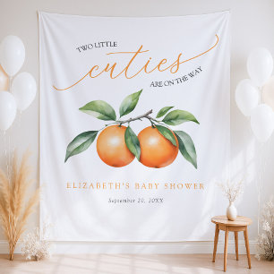 Tapiz Fondo Baby Shower Naranja gemelos