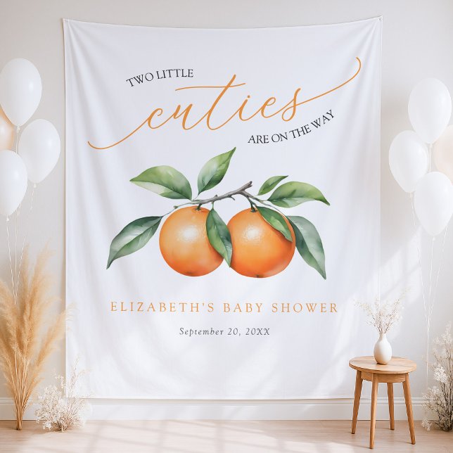 Tapiz Fondo Baby Shower Naranja gemelos (Subido por el creador)