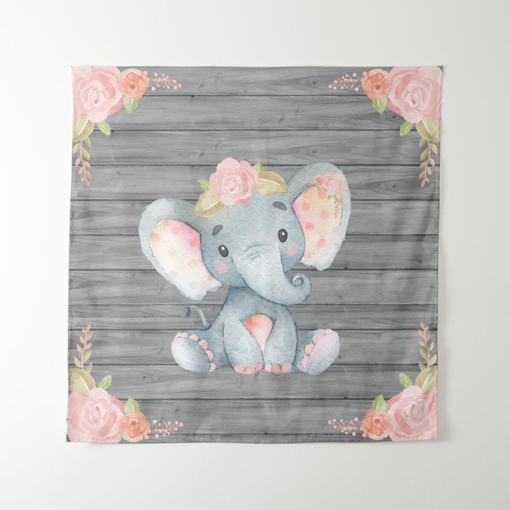 Tapiz Fondo Baby Shower para Elefantes Rosa | Zazzle.es