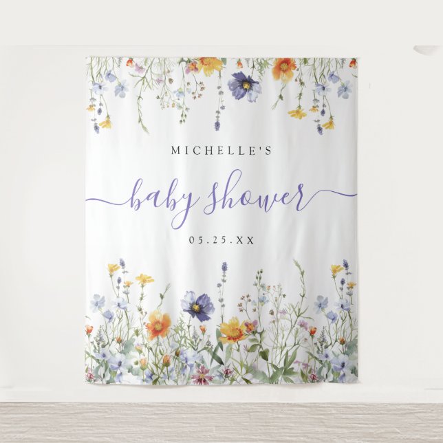 Tapiz Fondo Baby Shower Wildflower (Anverso)
