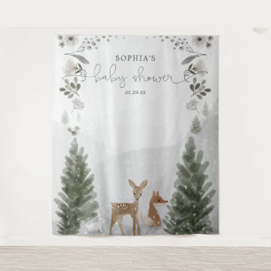 Tapiz Fondo Baby Shower Winter Boho Woodland