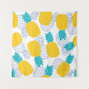 Tapiz Fondo blanco de piña, patrón sin fisuras.