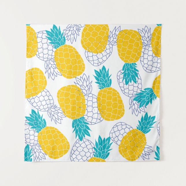 Tapiz Fondo blanco de piña, patrón sin fisuras. (Anverso)