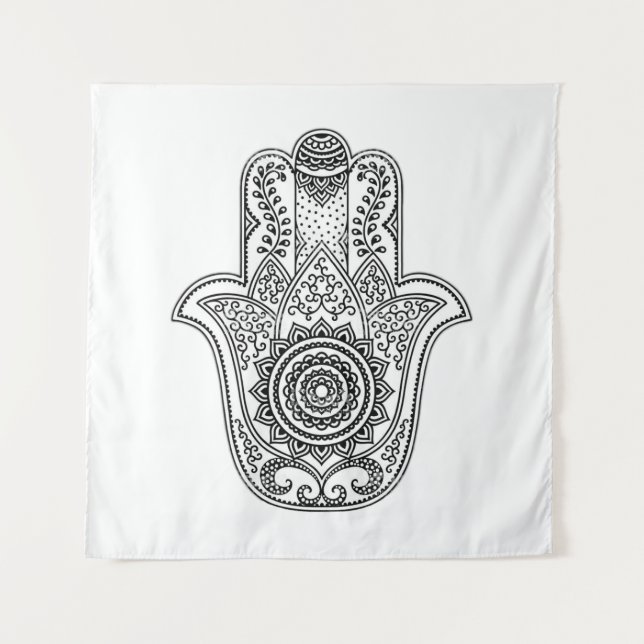 Tapiz Fondo blanco Hamsa Design (Anverso)