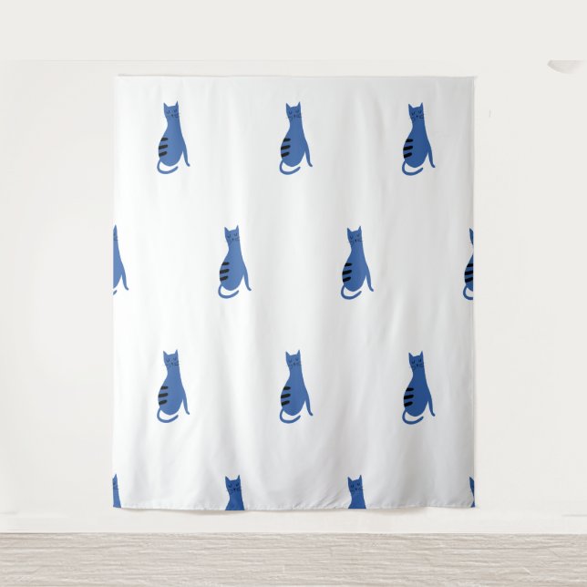 Tapiz Fondo blanco para gato azul (Anverso)